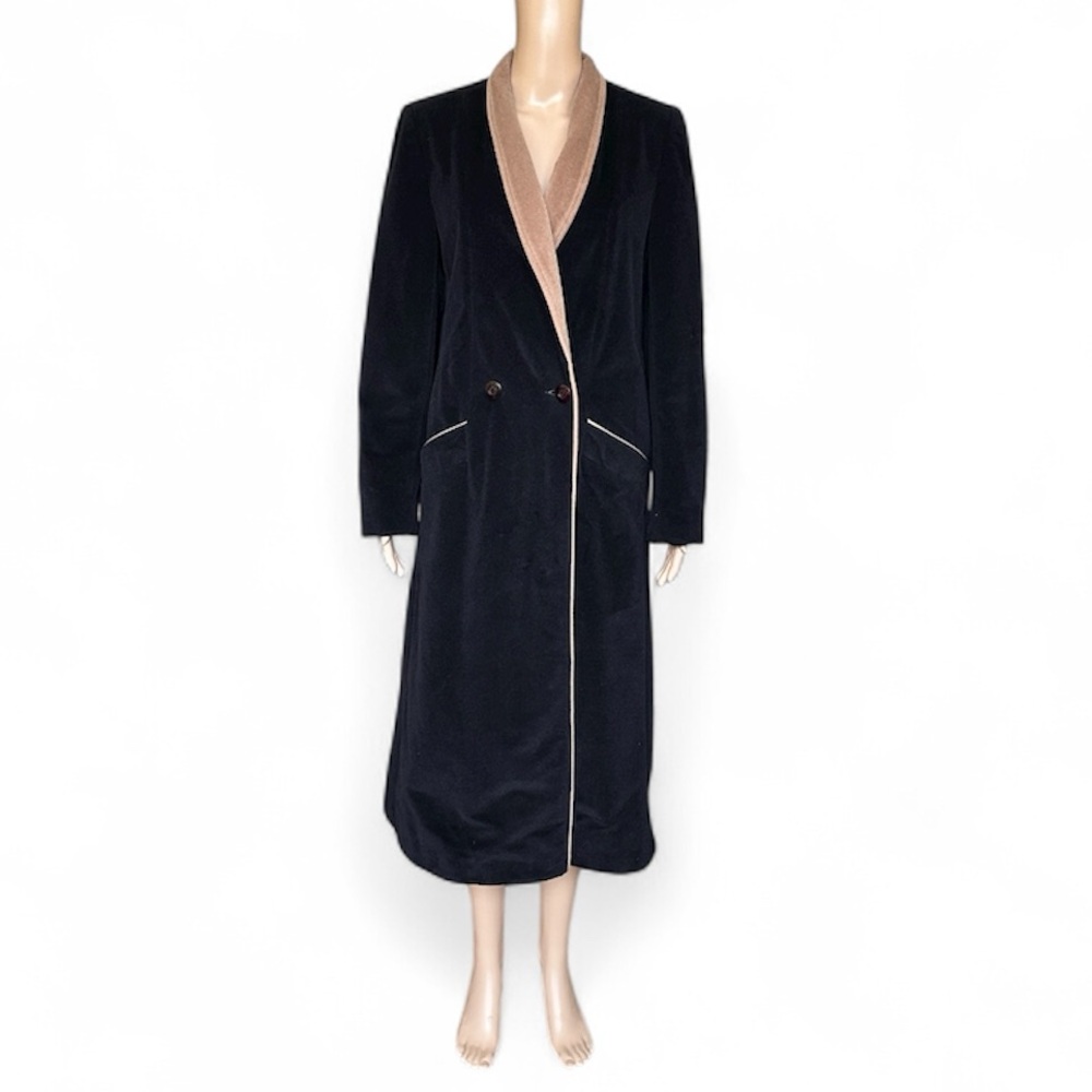 VTG Alorna New York Black Velvet Coat with Shawl Collar & Pockets Women's Size M